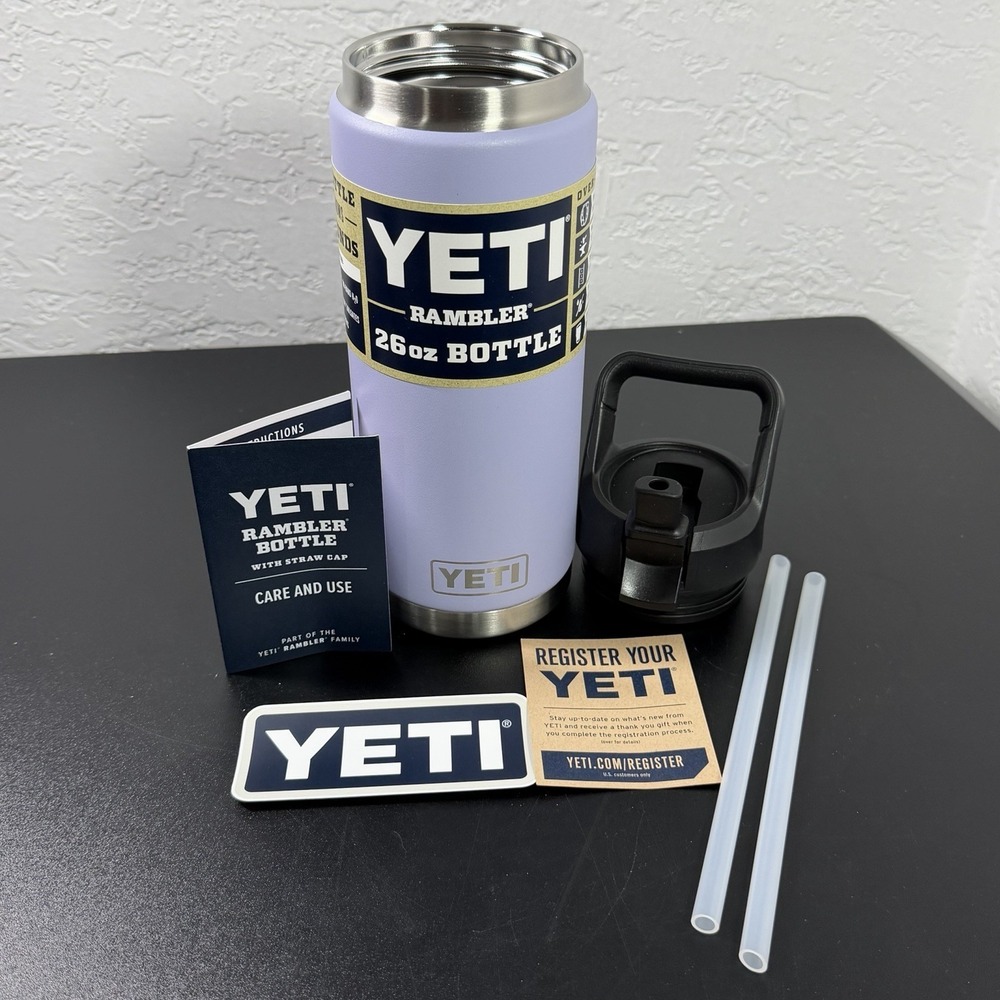 YETI RAMBLER 26 oz Flip & Sip Cosmic Lilac Brand New With Straws Retired